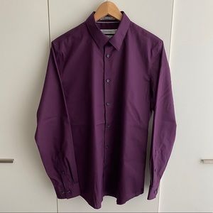 Calvin Klein Long Sleeve Dress Shirt in Maroon- Sm